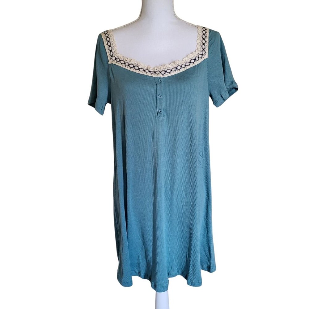 2 for $30 Hayden‎ Los Angeles Dress Medium Blue Ribbed Lace Stretchy Beachy NWT